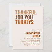 Thankful For You Turkeys Friendsgiving Dinner  Kaart (Voorkant)