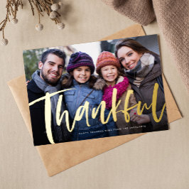 Thankful foto van het borstelmanuscript van de Tha Folie Feestdagenkaart