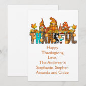 Thankful Gnomen Thanksgiving Day Flat Holiday Kaar Feestdagenkaart (Voorkant / Achterkant)