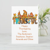 Thankful Gnomen Thanksgiving Day Flat Holiday Kaar Feestdagenkaart (Staand voorkant)