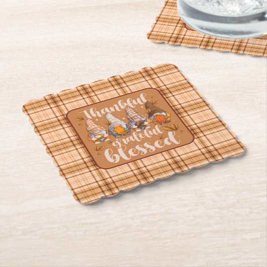 Thankful Gnomes – Autumn Blessings Kartonnen Onderzetters (Gebogen)