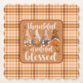 Thankful Gnomes – Autumn Blessings Kartonnen Onderzetters (Voorkant)