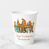 Thankful Gnomes Herfst Thanksgiving Autumn Pumpkin Papieren Bekers (Voorkant)