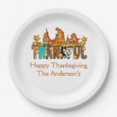 Thankful Gnomes Herfst Thanksgiving Autumn Pumpkin Papieren Bordje (Voorkant)