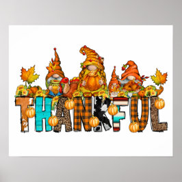 Thankful Gnomes Herfst Thanksgiving Autumn Pumpkin Poster