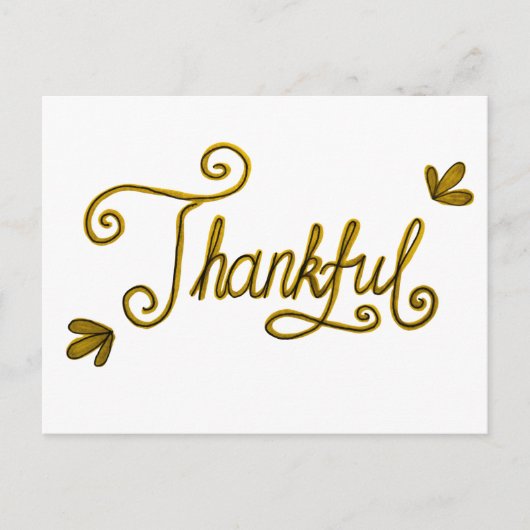 Thankful gold lettering briefkaart (Voorkant)