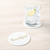 Thankful Gold white modern script Thanksgiving Ronde Kartonnen Onderzetter (Insitu)