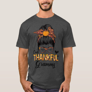 Thankful Grammy Funny Messy Bun Herfst Autumn Beda T-shirt