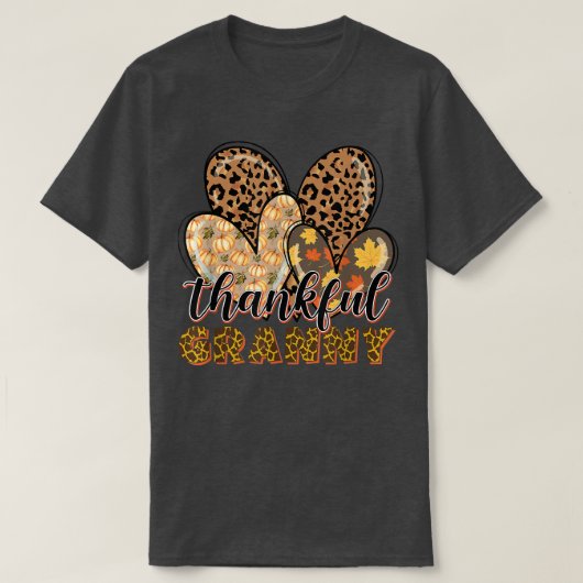 Thankful Granny Cheetah Heart Granny Life Herfst T T-shirt (Design voorkant)