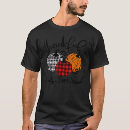 Thankful Grateful And Blessed Pumpkin Fall Leopard T-shirt (Voorkant)