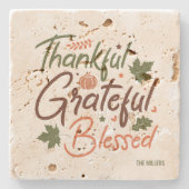 Thankful, Grateful and Blessed Thanksgiving Design Stenen Onderzetter (Voorkant)