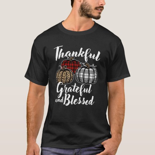 Thankful Grateful And Blessed Thanksgiving Leopard T-shirt (Voorkant)