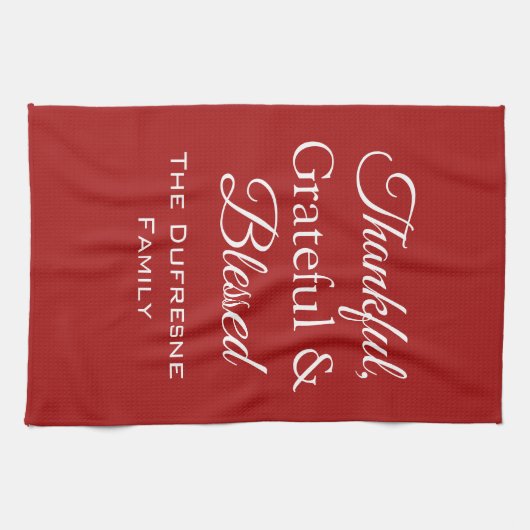 "Thankful, Grateful & Bless" keukenhanddoek (Horizontaal)