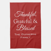 "Thankful, Grateful & Bless" keukenhanddoek (Verticaal)