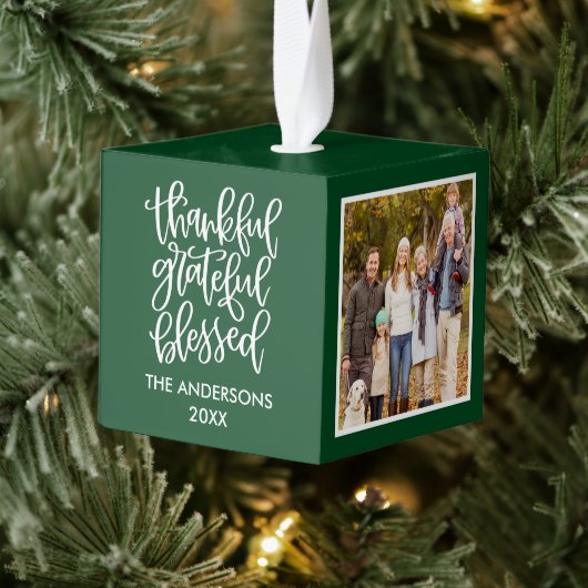 Thankful Grateful Blessed 3 Foto Collage Green Decoratie (Boom)