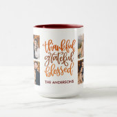 Thankful Grateful Blessed 4 Foto Name Coffee Mok (Midden)