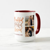 Thankful Grateful Blessed 4 Foto Name Coffee Mok (Voorkant rechts)