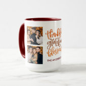 Thankful Grateful Blessed 4 Foto Name Coffee Mok (Voorkant links)