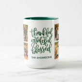 Thankful Grateful Blessed 4 Foto Name Green Mok (Midden)