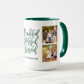 Thankful Grateful Blessed 4 Foto Name Green Mok (Voorkant rechts)