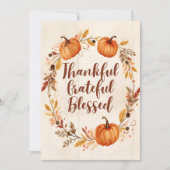 Thankful Grateful Blessed Autumn Kaart (Voorkant)