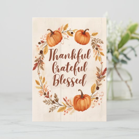 Thankful Grateful Blessed Autumn Kaart (Staand voorkant)