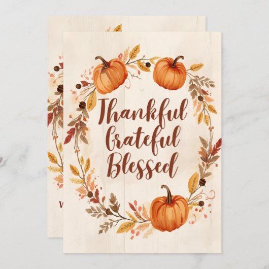Thankful Grateful Blessed Autumn Kaart (Voorkant / Achterkant)