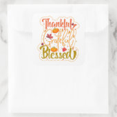 Thankful Grateful Blessed: Autumn’s Heartbeat Vierkante Sticker (Tas)