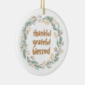 Thankful Grateful Blessed Autumn Wreath Keramisch Ornament (Rechts)