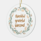 Thankful Grateful Blessed Autumn Wreath Keramisch Ornament (Links)