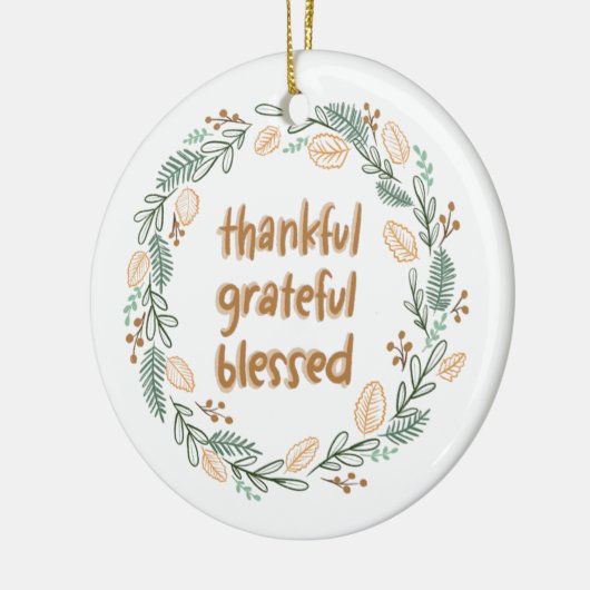 Thankful Grateful Blessed Autumn Wreath Keramisch Ornament (Links)