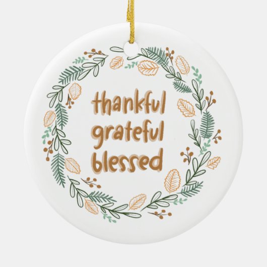 Thankful Grateful Blessed Autumn Wreath Keramisch Ornament (Achterkant)