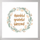 Thankful Grateful Blessed Autumn Wreath Poster (Voorkant)
