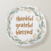 Thankful Grateful Blessed Autumn Wreath Rond Kussen (Achterkant)