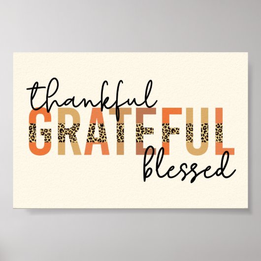 Thankful Grateful Blessed Cheetah Print Typografie (Voorkant)