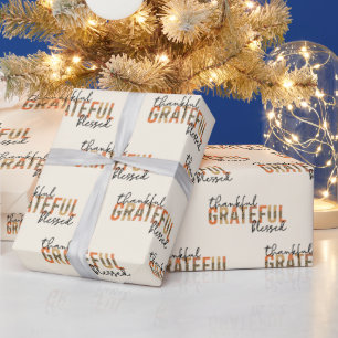 Thankful Grateful Blessed Cheetah Print Typografie Cadeaupapier