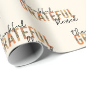 Thankful Grateful Blessed Cheetah Print Typografie Cadeaupapier (Rol Hoek)