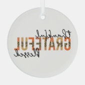 Thankful Grateful Blessed Cheetah Print Typografie Glas Ornament (Achterkant)