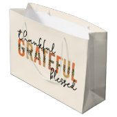 Thankful Grateful Blessed Cheetah Print Typografie Groot Cadeauzakje (Achterkant Gekanteld)