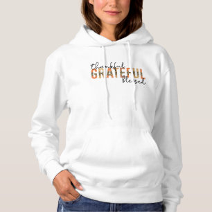 Thankful Grateful Blessed Cheetah Print Typografie Hoodie