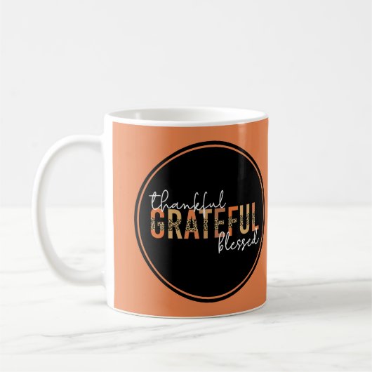 Thankful Grateful Blessed Cheetah Print Typografie Koffiemok (Links)