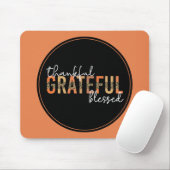 Thankful Grateful Blessed Cheetah Print Typografie Muismat (Met muis)