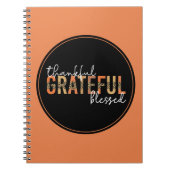Thankful Grateful Blessed Cheetah Print Typografie Notitieboek (Voorkant)
