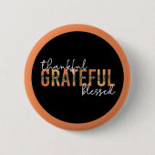 Thankful Grateful Blessed Cheetah Print Typografie Ronde Button 5,7 Cm (Voorkant)