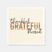 Thankful Grateful Blessed Cheetah Print Typografie Servet (Voorkant)