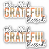 Thankful Grateful Blessed Cheetah Print Typografie Sticker (Voorkant)