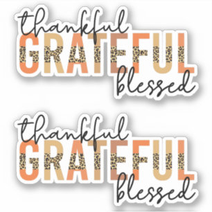 Thankful Grateful Blessed Cheetah Print Typografie Sticker