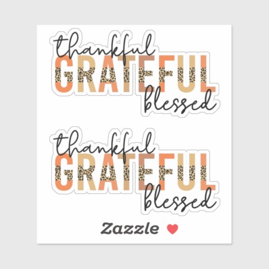 Thankful Grateful Blessed Cheetah Print Typografie Sticker (Vel)