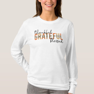 Thankful Grateful Blessed Cheetah Print Typografie T-shirt