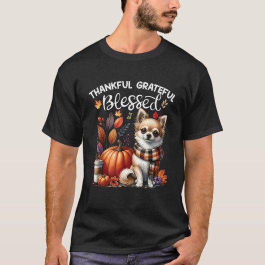 Thankful Grateful Blessed Chihuahua Dog Fall Y all T-shirt (Voorkant)